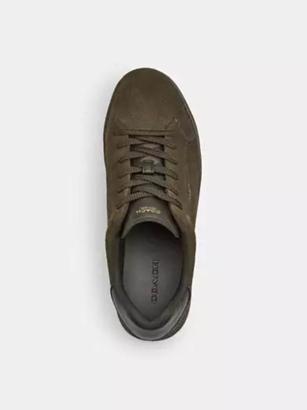 Coach High Line Suede Leather Sneakers Olive Lace Up Shoes Women's Size 5 NIB - Picture 7 of 9